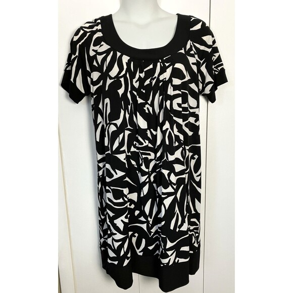 Coldwater Creek Dresses & Skirts - Coldwater Creek Black/White Geometric Tunic Dress Size XL